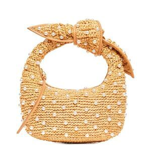 Poolside The Josie Knot Bag Pearl Raffia Hobo Bag, White